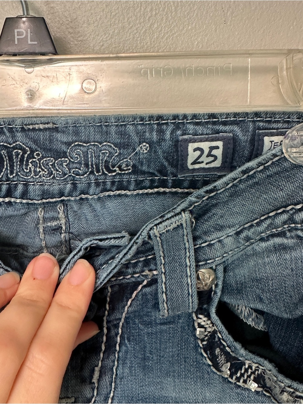 Miss Me Flare Jeans with Embellished Pockets Medium Blue - Picture 4 of 5